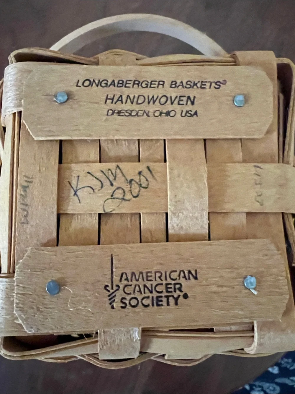 Longaberger 2001 Cancer Basket-SFH